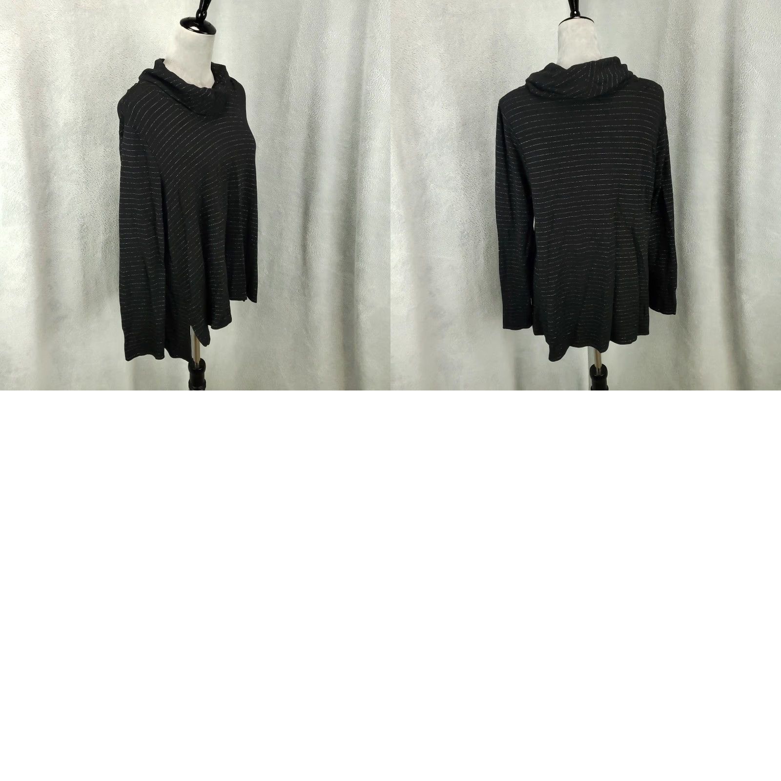 J. Jill J. Jill Top Blouse Womens Large Black Silver Striped Cowl Neck Pullover Wearever Tunic Casual Shirt Size L / US 10 / IT 46 - 9 Thumbnail