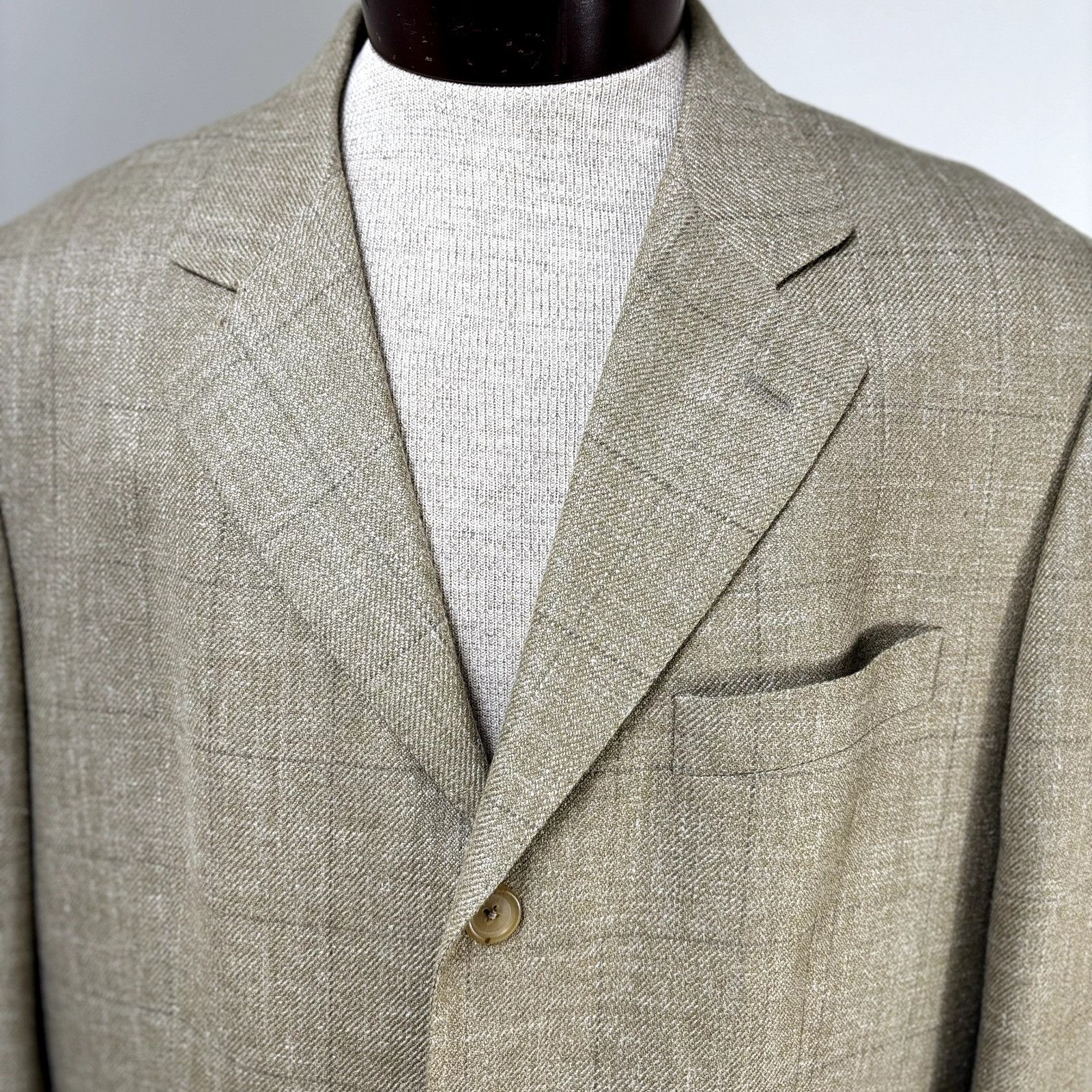 Carolina Herrera Carolina Herrera Sport Coat Blazer Jacket Tan Windowpane Sof Size 46R - 3 Thumbnail