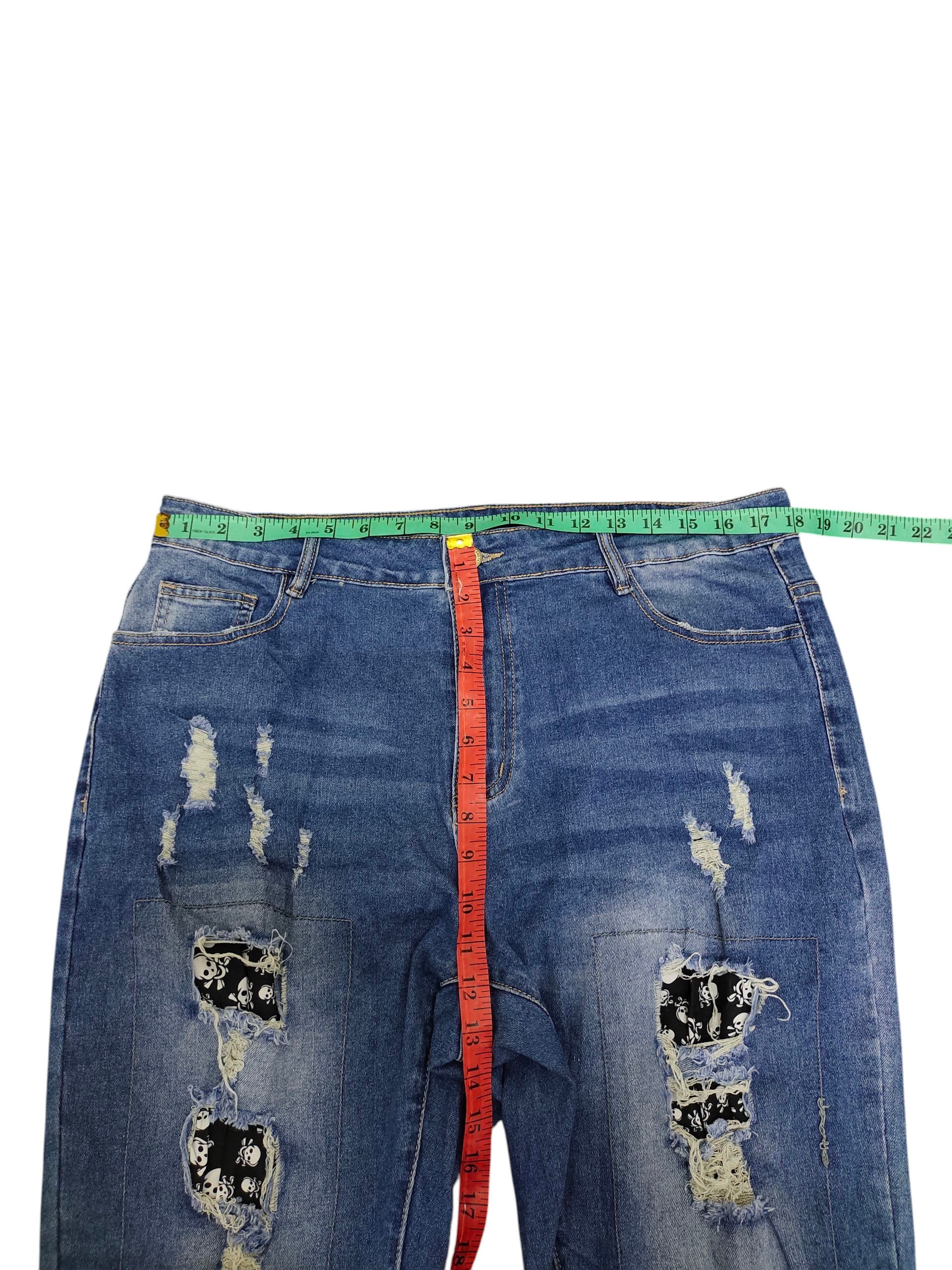 Comme des Garcons × Undercover Japanese Brand Skull Patchwork Distress Denim Jeans Size US 34 / EU 50 - 12 Thumbnail