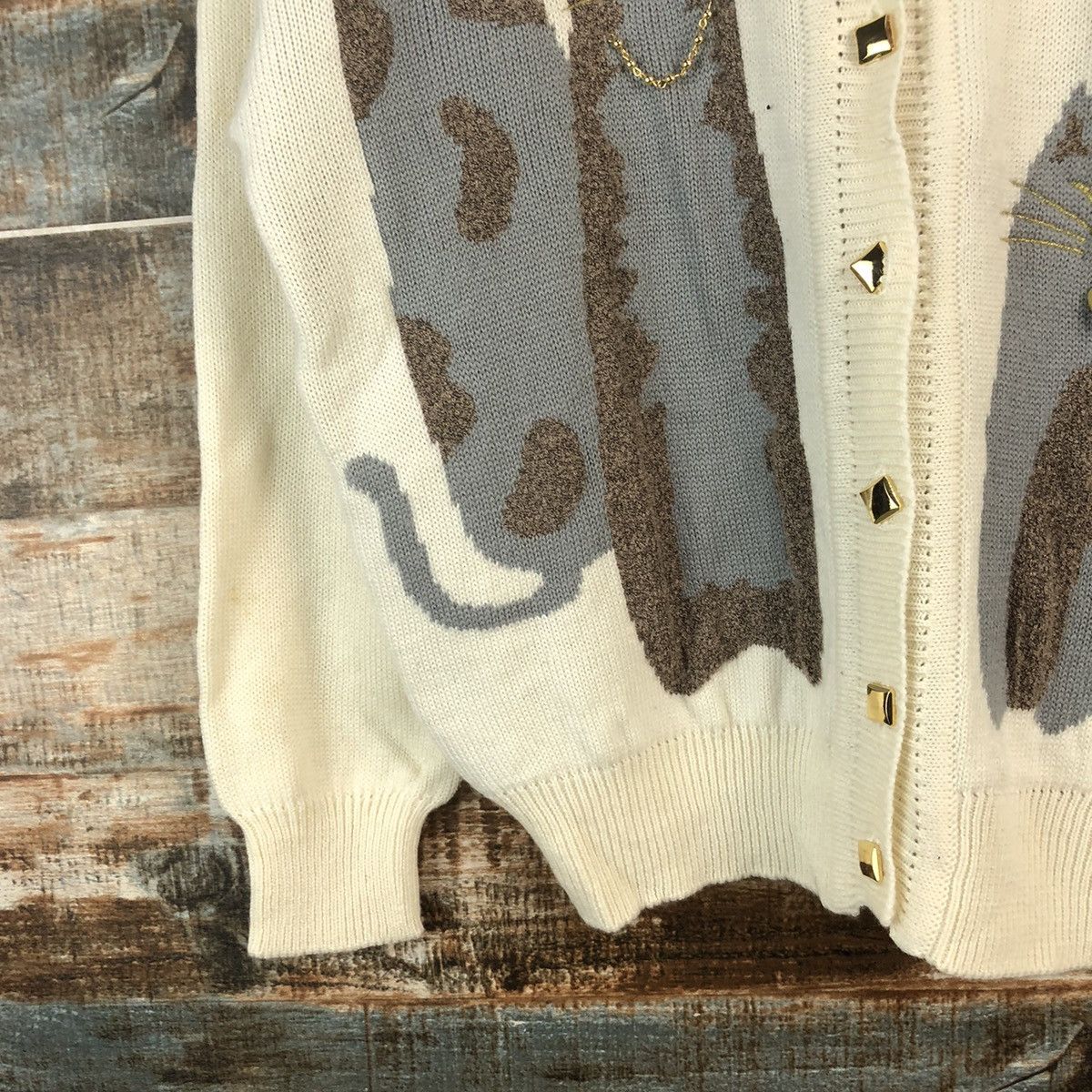 Vintage DL Erina cat Beige Cardigan Knitwear #C727 Size M / US 6-8 / IT 42-44 - 7 Thumbnail
