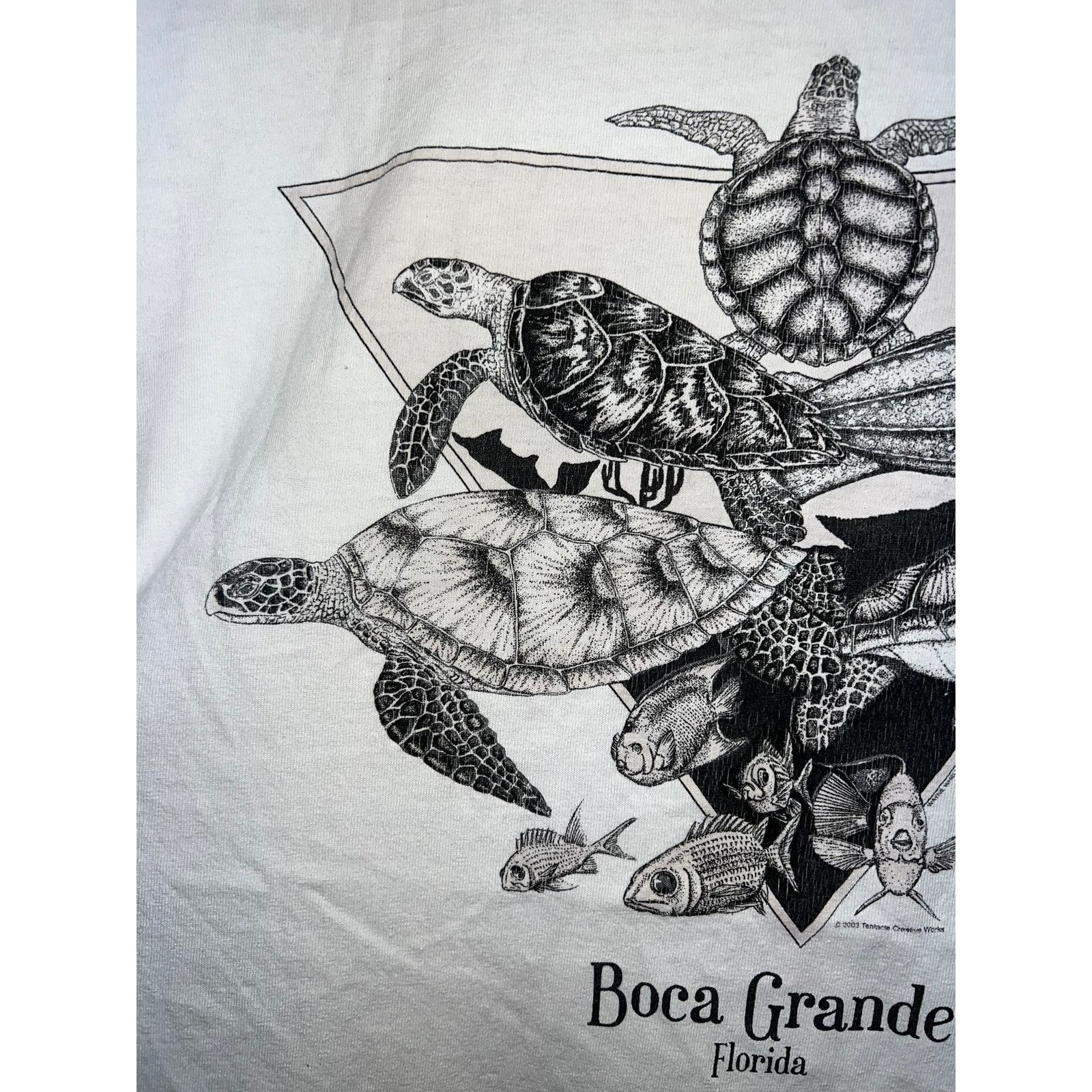 Gildan Vintage Boca Grande Shirt Florida Turtle Fish Tee 2003 Large Size US L / EU 52-54 / 3 - 3 Thumbnail