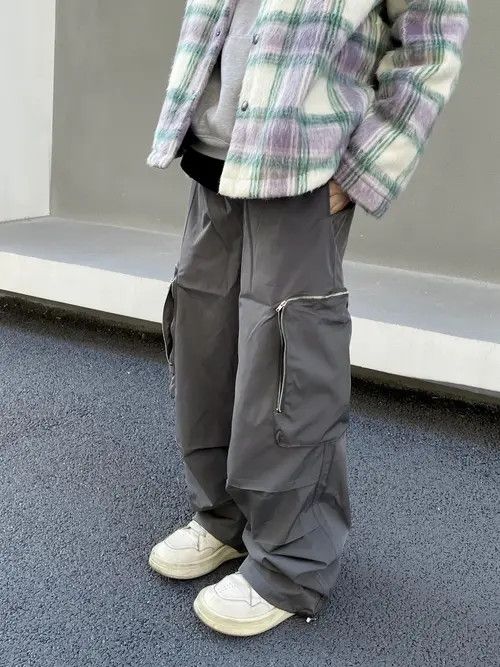 Japanese Brand Baggy Cargo Pants Straight Casual Harajuku Y2K Style Pockets Size US 34 / EU 50 - 6 Thumbnail
