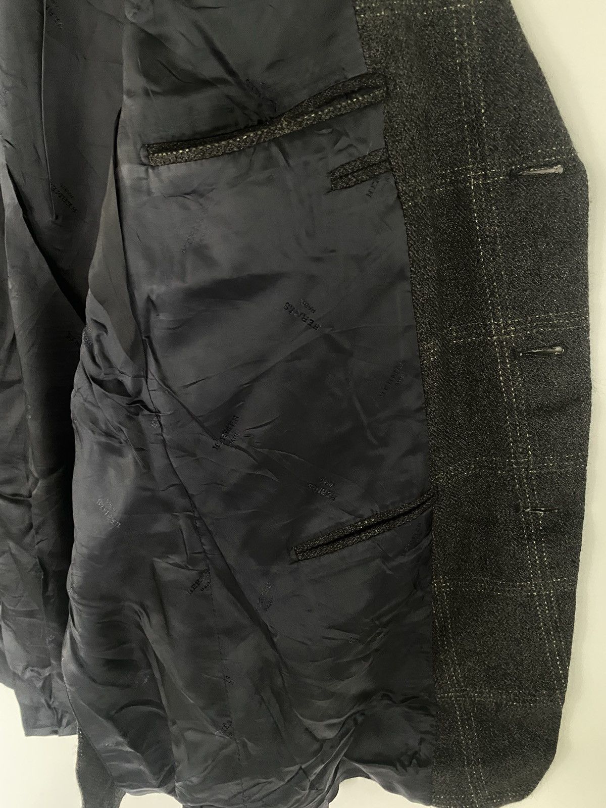 Designer HERMES Paris Wool Plaid Coat Jacket Blazer Navy RARE ITALY Size US L / EU 52-54 / 3 - 13 Thumbnail