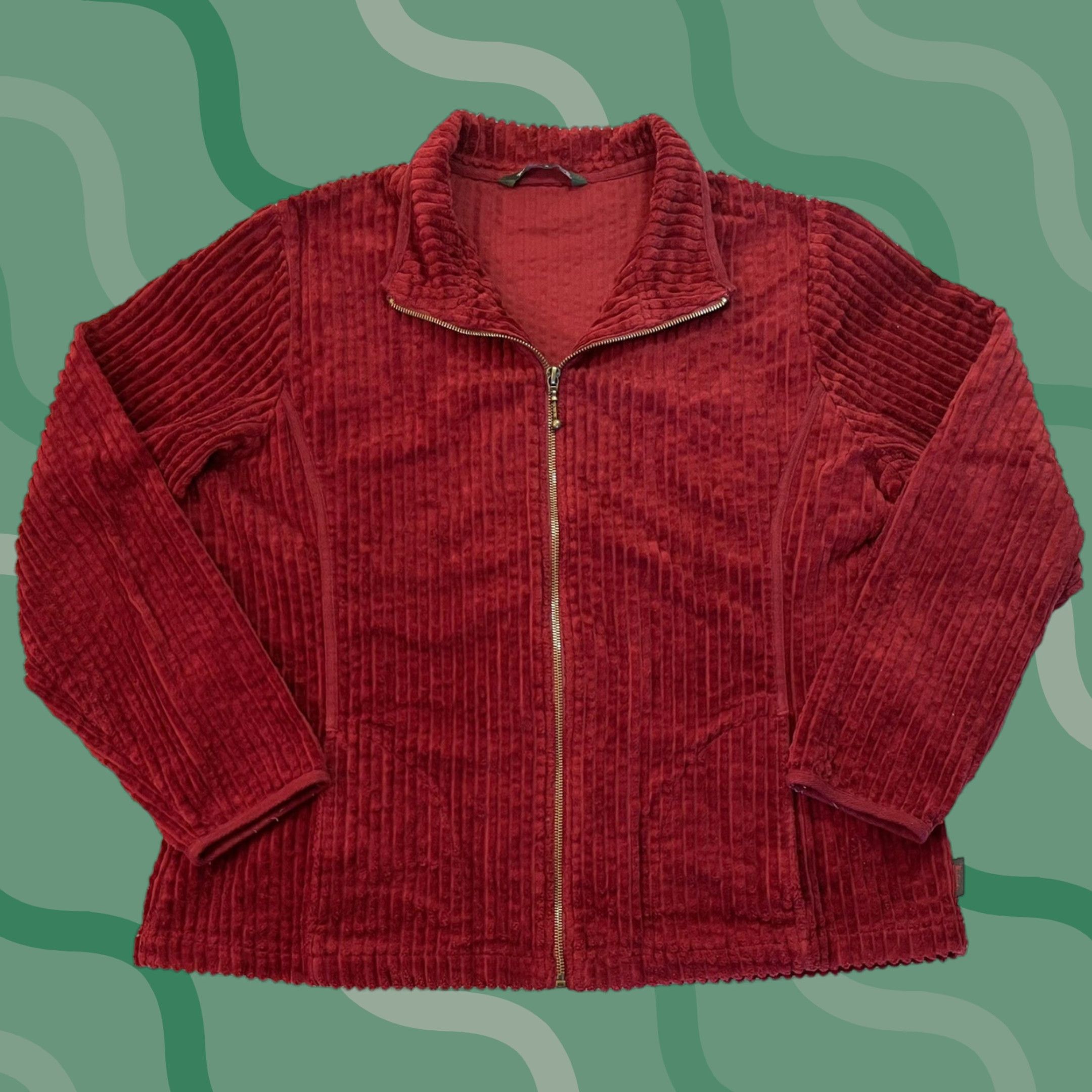 VINTAGE Woolrich Corduroy Jacket Coat Full Zip - Women's Petite Red 90s Outdoor Shirt Jacket Mid-Length Size PL (Petite/L)