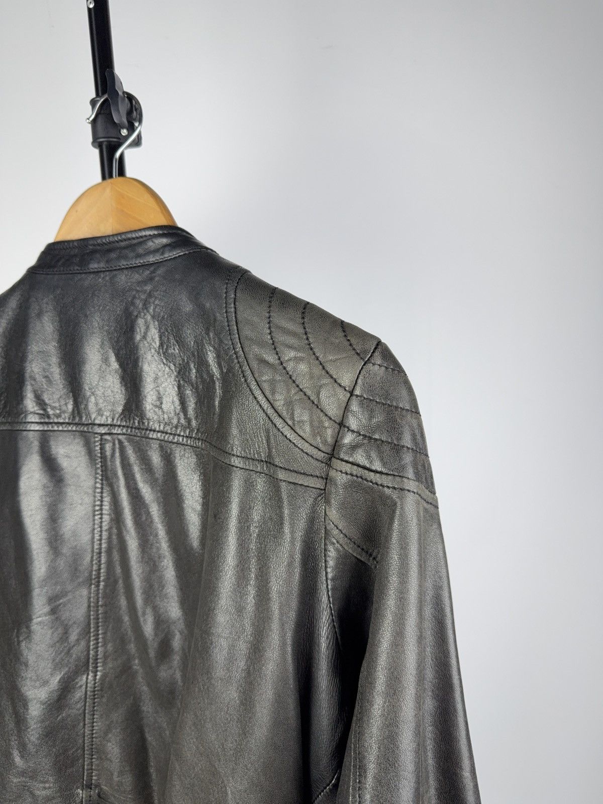 Massimo Dutti Vintage Genuine Leather MOTO BIKER Bomber Jacket Rock Punk Size L / US 10 / IT 46 - 16 Thumbnail