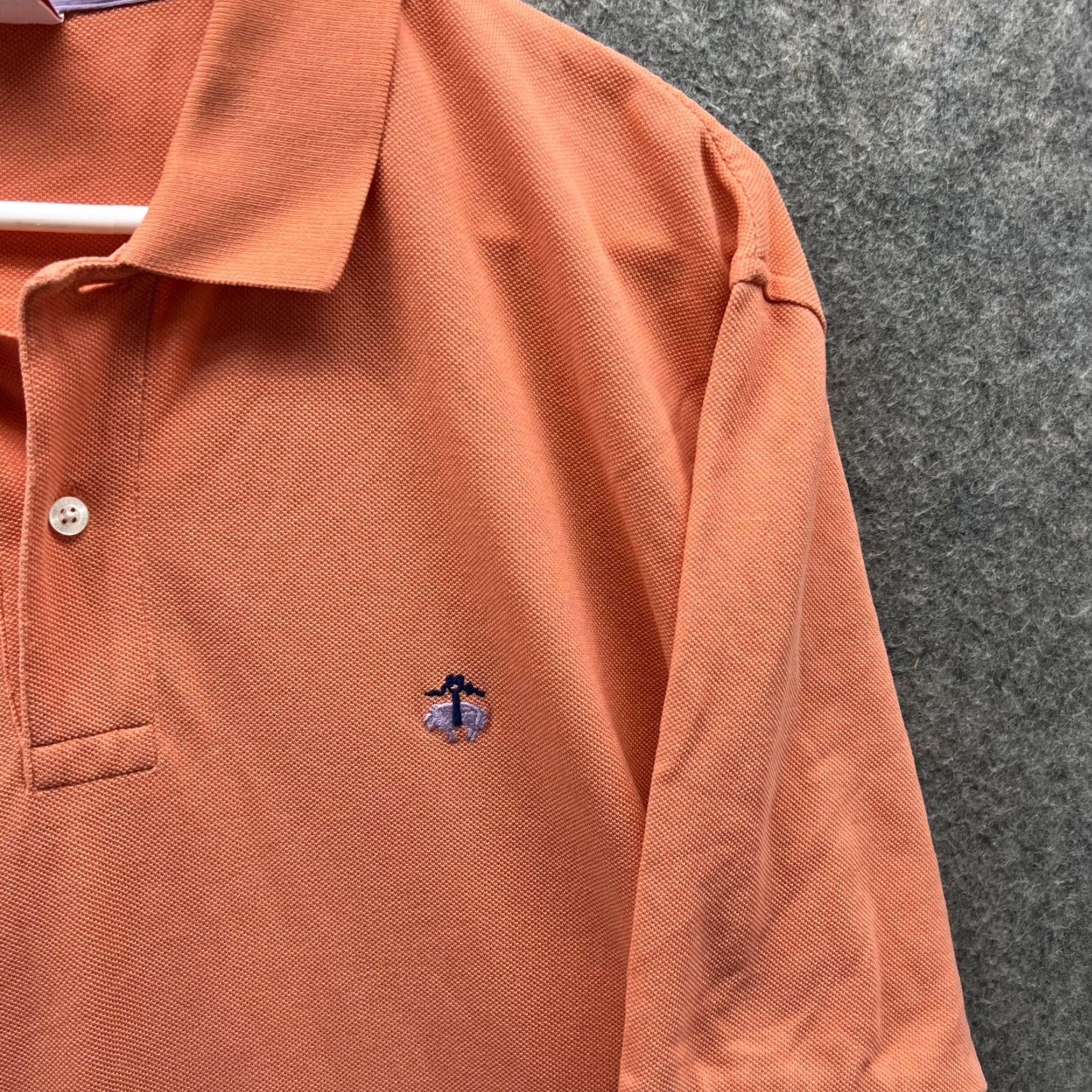 Brooks Brothers Brooks Brothers Polo Shirt Men XL Orange Solid Short Sleeve Button Collared Logo Shirt Length 32 in Size US XL / EU 56 / 4 - 4 Thumbnail