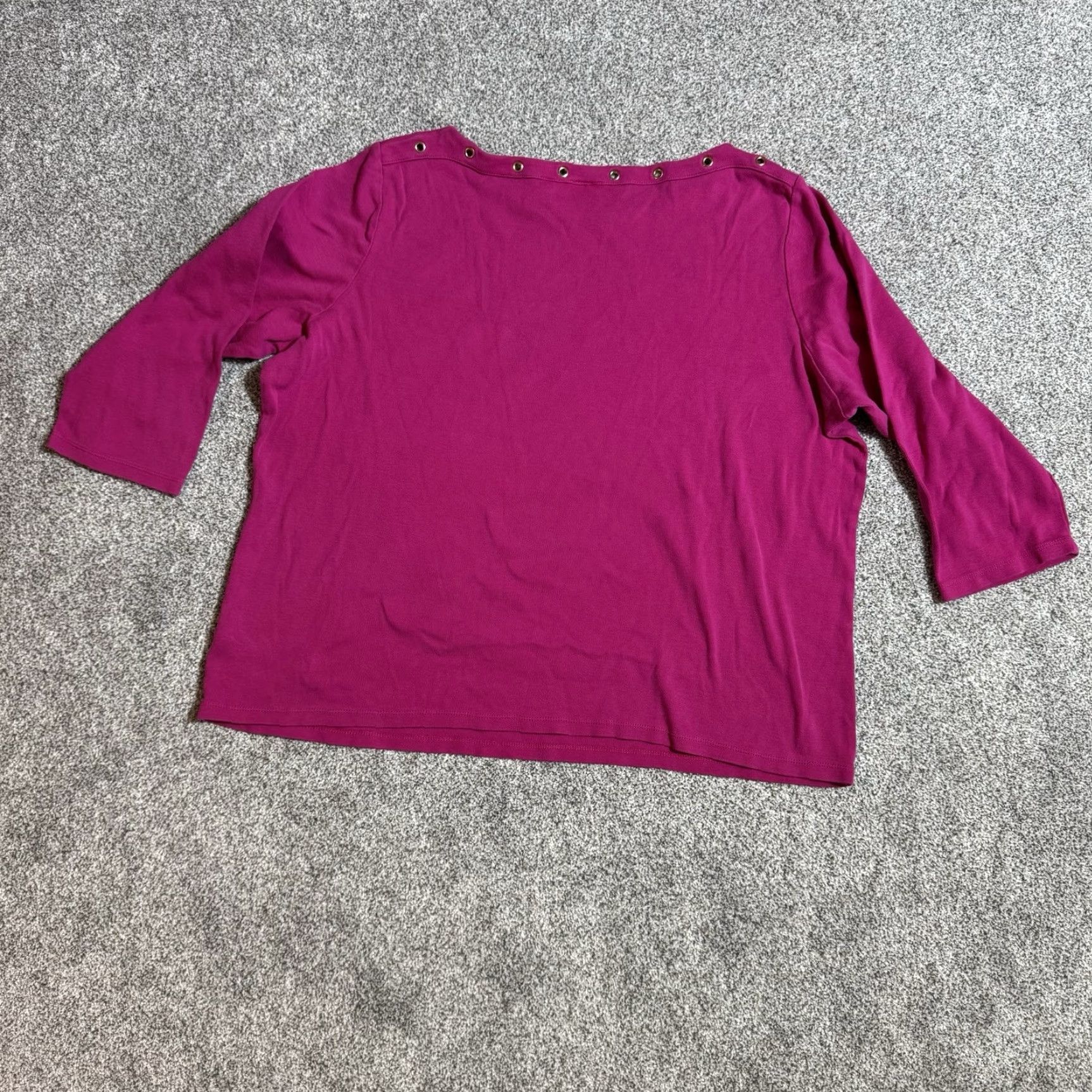 Vintage Rafaella Blouse Womens 2X Plus Grommet Embellished Mod Office Chic Hot Pink 2010s Size XXL / US 16-18 / IT 52-54 - 7 Thumbnail