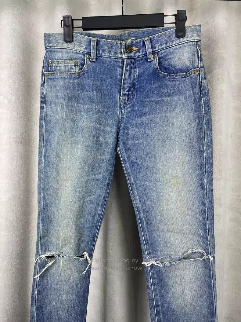 Saint Laurent Paris Saint Laurent Paris Blue Washed Cut and Worn Denim Jeans i Size US 26 / EU 42 - 3 Thumbnail