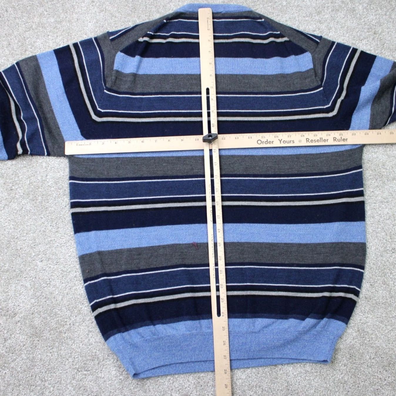 Jos. A. Bank Jos. A. Bank Sweater Men Large Blue Striped 100% Merino Wool Crewneck L/S Pullover Size US L / EU 52-54 / 3 - 6 Thumbnail