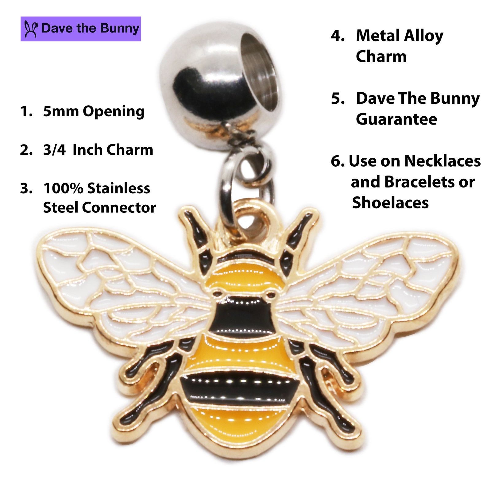 & Other Stories Bee Charms - Bee Decor Stainless Steel Connector Size ONE SIZE - 2 Thumbnail