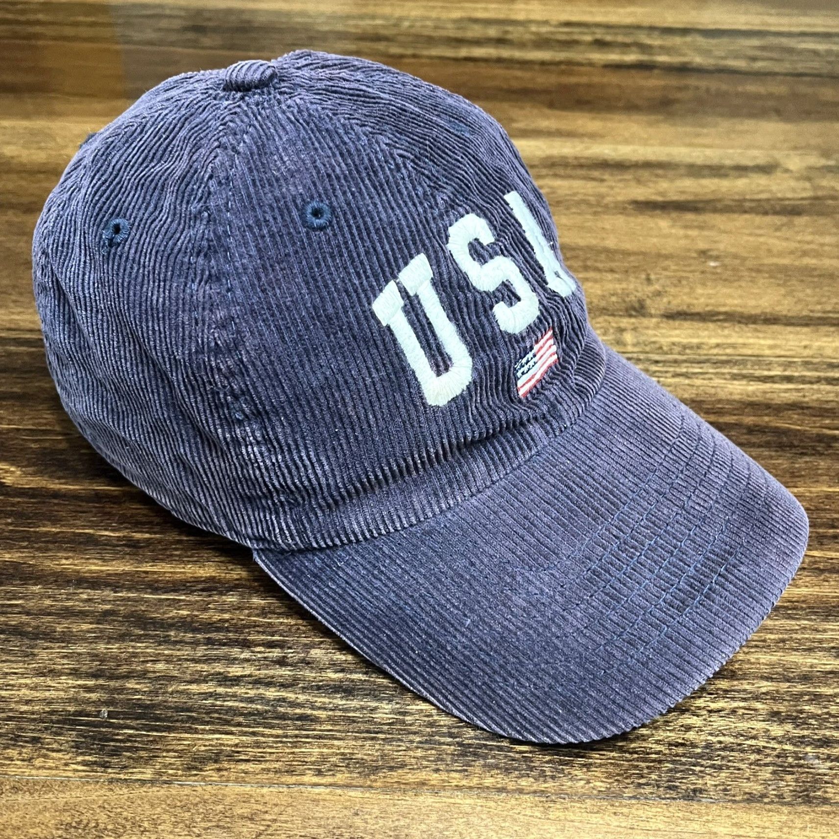 Vintage John Galt East Hampton USA Hat Cap Strap Back Navy Blue Corduroy Adjustable Size ONE SIZE - 5 Thumbnail