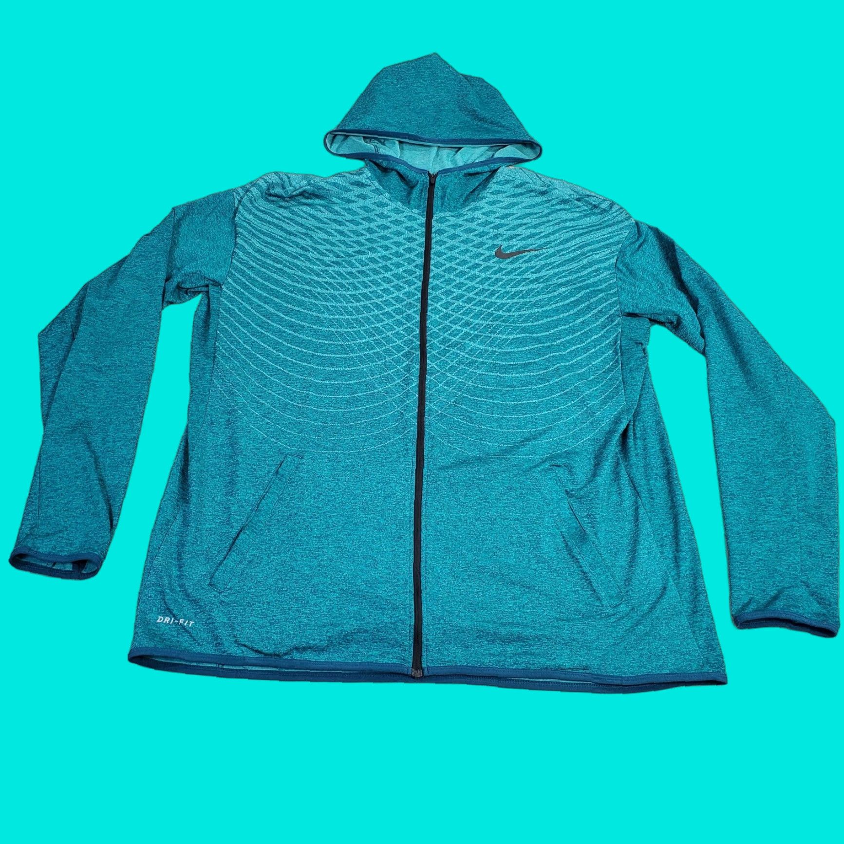 Nike Nike Hoodie Mens 2XL Blue Full Zip Lightweight Dri-Fit Performance Logo 90s Outdoor Geometric Style Hooded Regular Mens Size US XXL / EU 58 / 5 - 1 Thumbnail