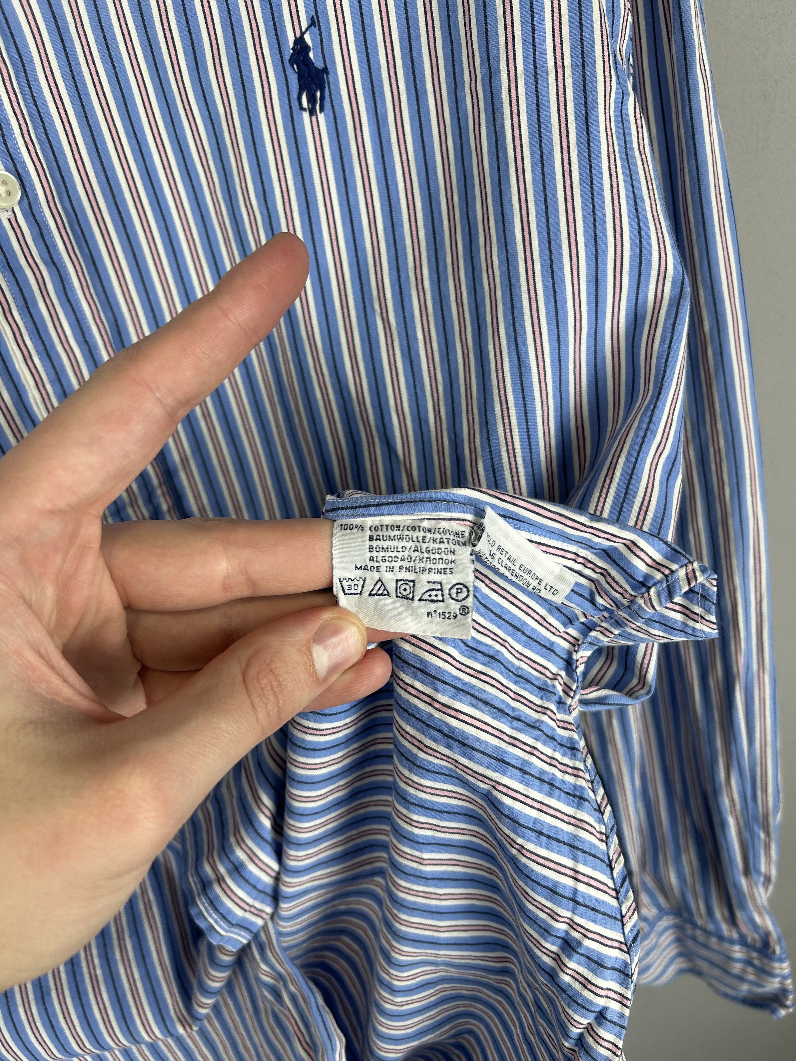 Polo Ralph Lauren × Ralph Lauren × Vintage Ralph Lauren Shirt Vintage Blue Striped Long Sleeve Button Size US L / EU 52-54 / 3 - 9 Thumbnail