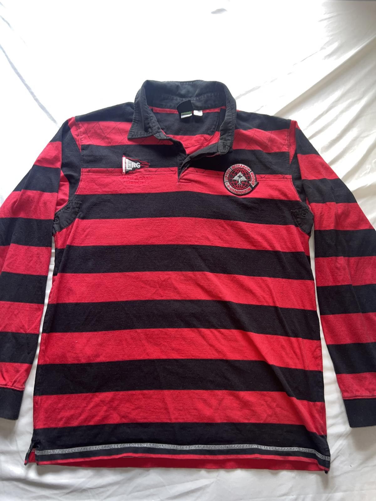 Other Vintage LRG Red and Black Striped Long Sleeve Polo Shirt XL Size US XL / EU 56 / 4 - 2 Thumbnail