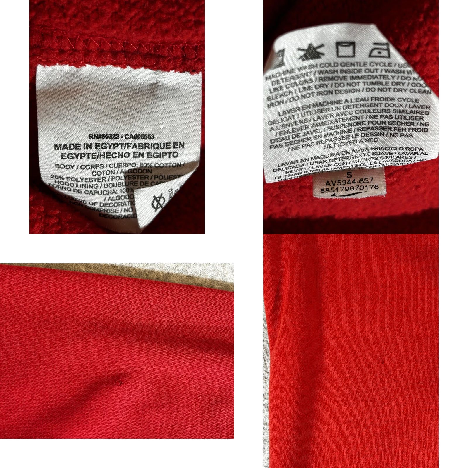 Nike Nike Jacket Hoodie Mens Small Fleece Full Zip Red Colorblock Sportswear Sweatshirt Capable for Gym & Training Mens Size US S / EU 44-46 / 1 - 9 Thumbnail