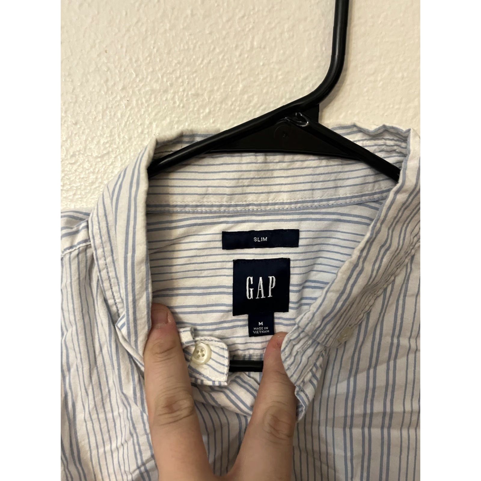 Gap Gap Button Up Shirt Mens M Blue White Striped Slim Fit Long Sleeve Shirt Size US M / EU 48-50 / 2 - 2 Thumbnail