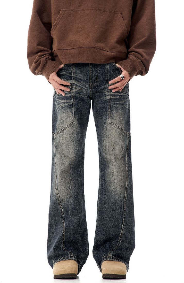 Japanese Brand × Jean Faded Blue Lightning Texture Y2k Jeans Size US 29 - 4 Thumbnail