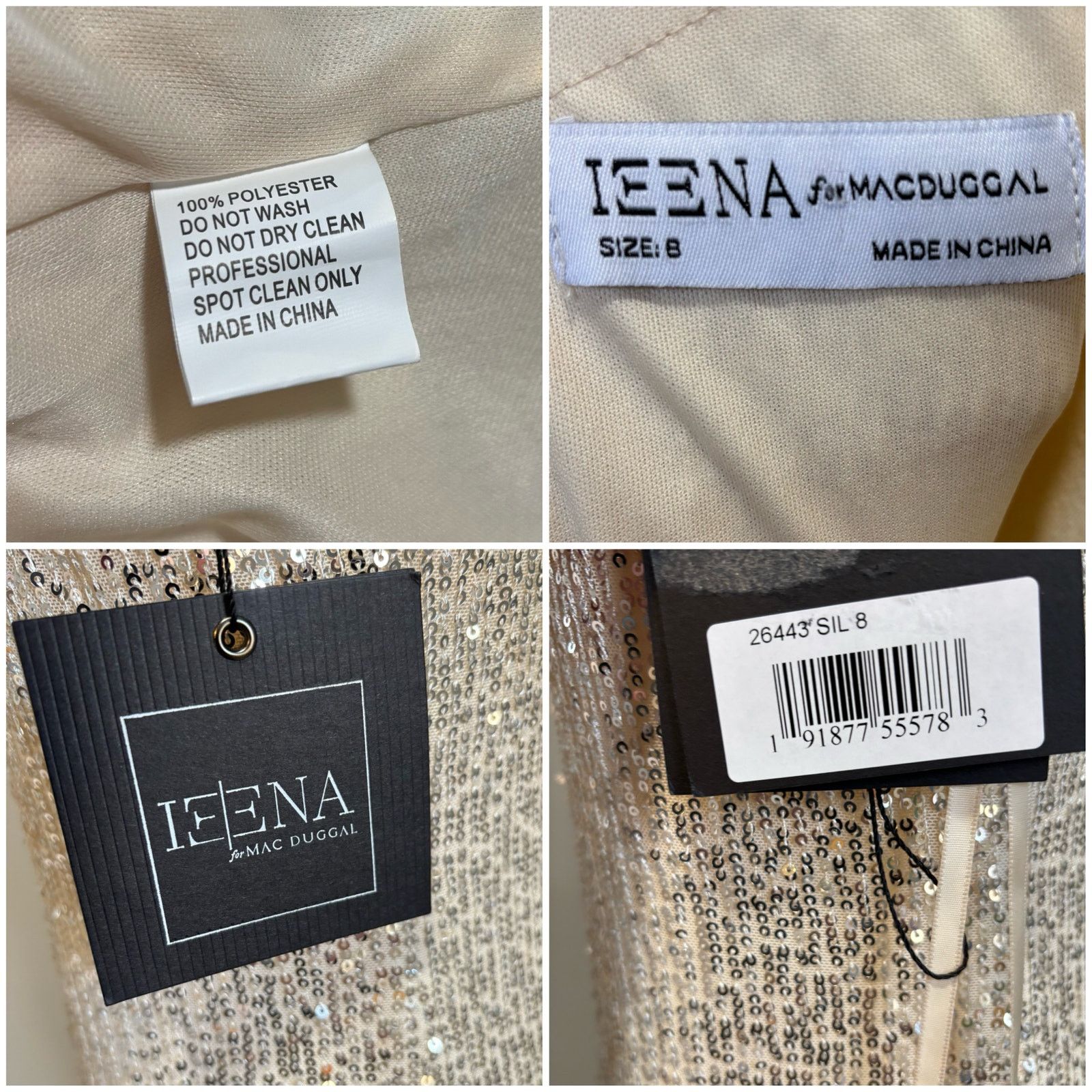 Vintage Ieena for Mac Duggal Silver Sequin V-Neck Gown NWT, Size 8 Size M / US 6-8 / IT 42-44 - 6 Thumbnail
