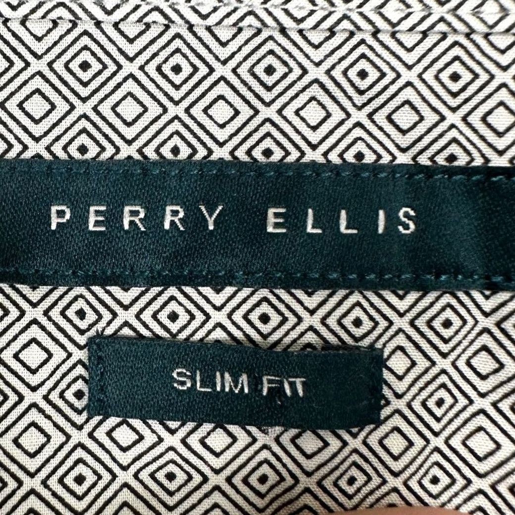 Perry Ellis Perry Ellis Button-Up Shirt Mens Medium Black White Slim Long Sleeve Casual NEW Size US M / EU 48-50 / 2 - 4 Thumbnail