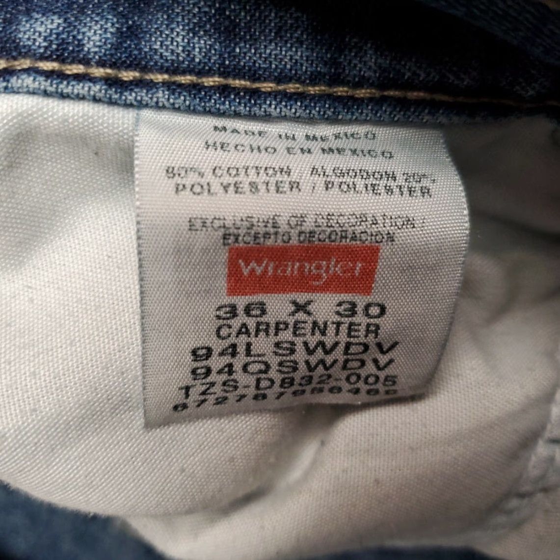 Wrangler VINTAGE Wrangler Jeans Mens 36x30 Blue Denim Carpenter Cargo Relaxed Baggy Retro Pants Size US 36 / EU 52 - 6 Thumbnail