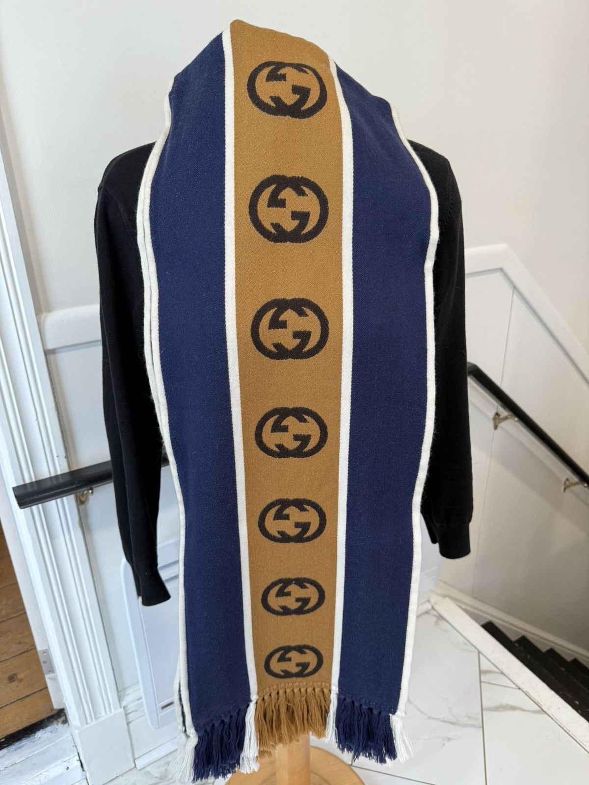 Gucci Gucci Reversible Unisex Wool Scarf Size ONE SIZE - 3 Thumbnail