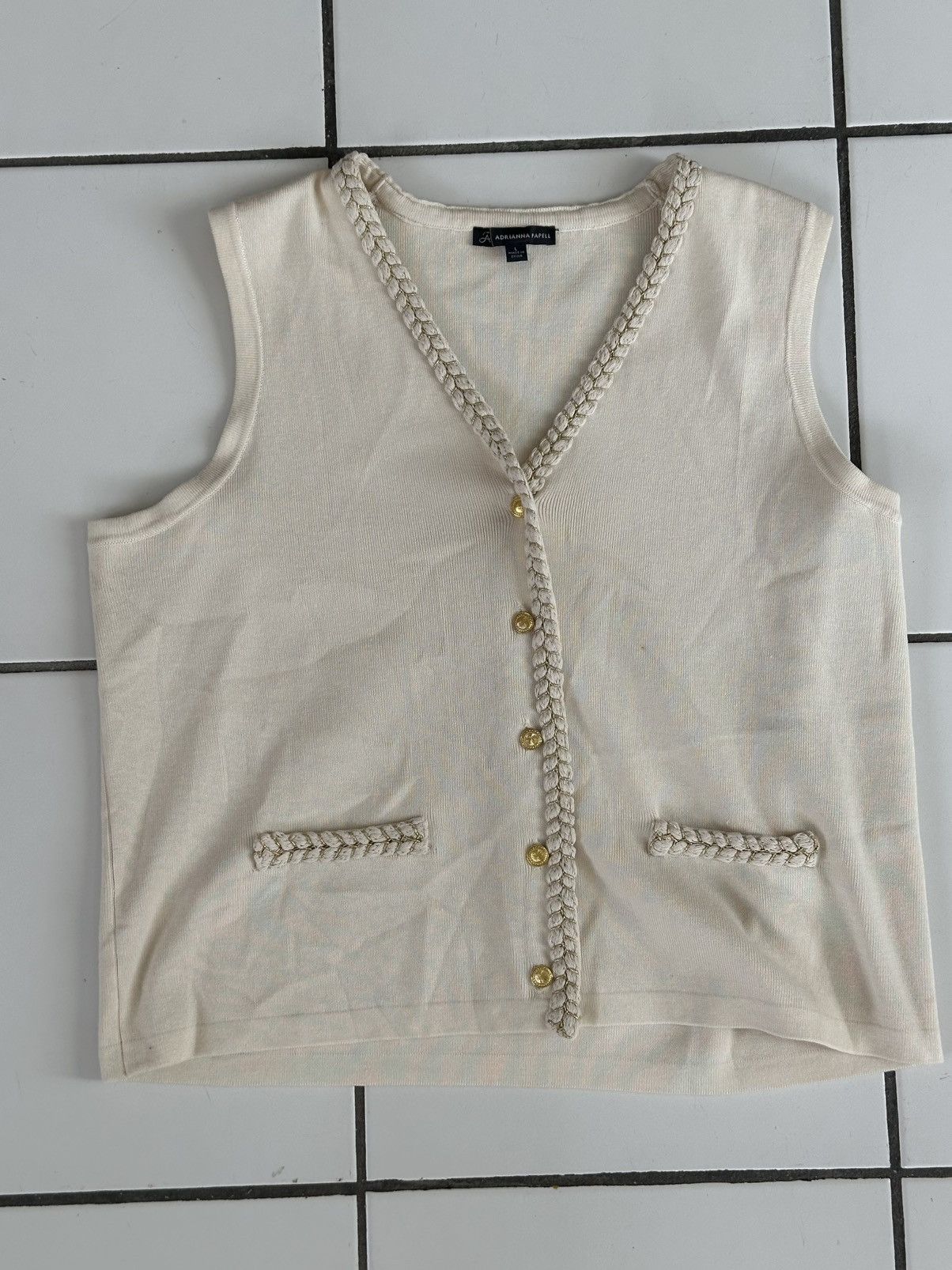 Adrianna Papell Adrianna Papell Knot Vest with Gold Highlights Size L / US 10 / IT 46 - 1 Thumbnail