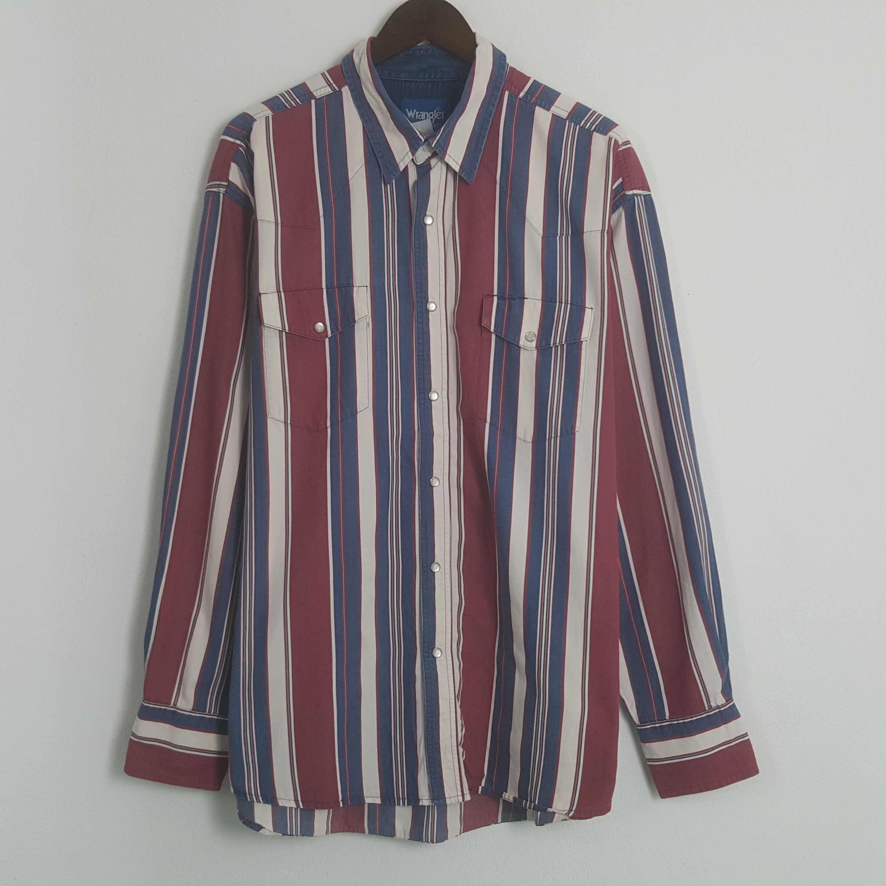 Vintage Wrangler Japanese Striped Button Up Shirt