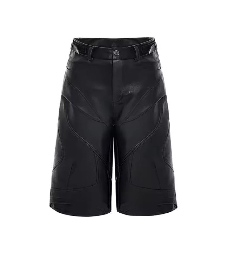 Japanese Brand ⚔️ Avant-Garde Style PU Leather Padded Moto Shorts Size US 34 / EU 50 - 5 Thumbnail