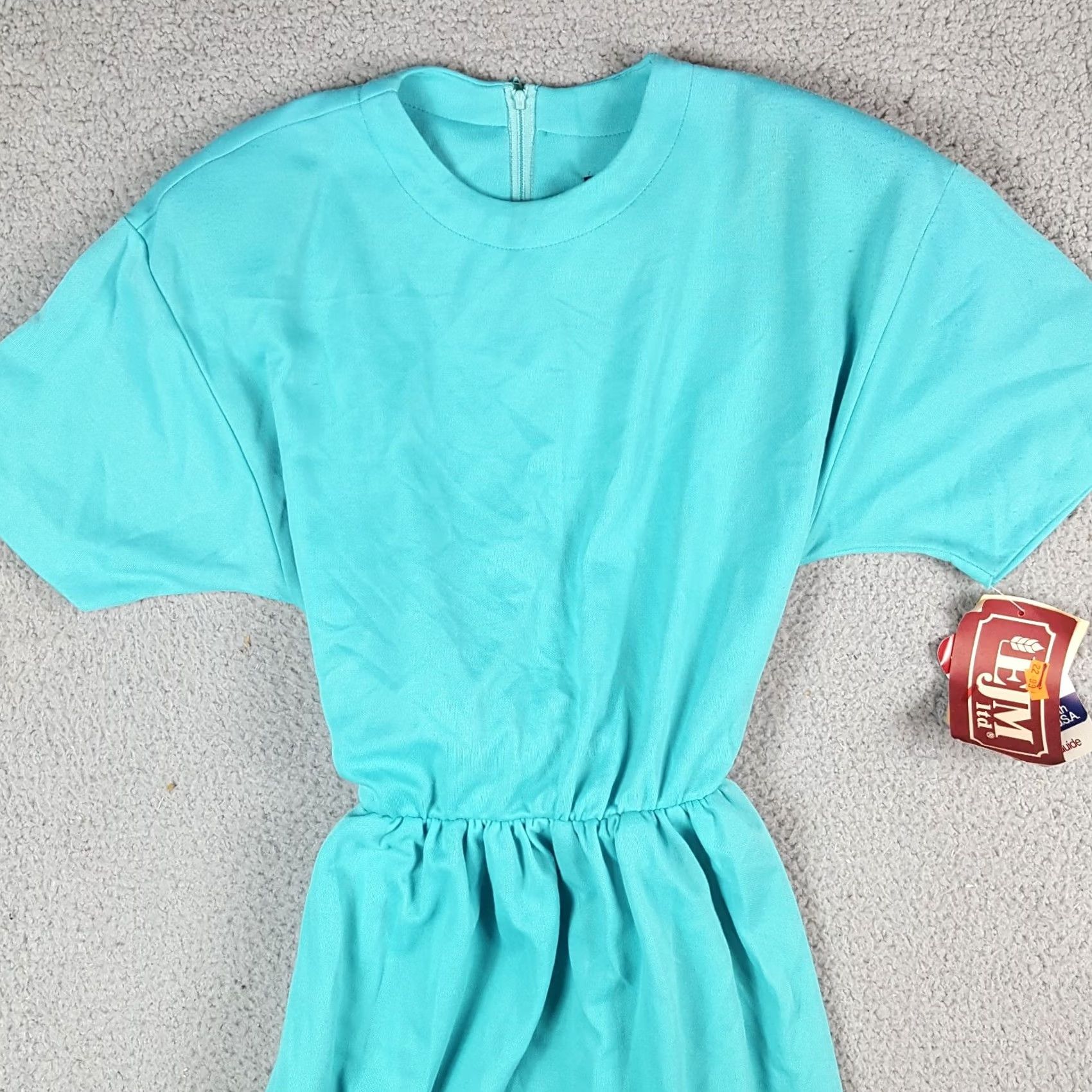 Vintage VINTAGE 80s Belted Turquoise Short Sleeve Women's Size 6 Long Maxi Dress Blue Size 28" / US 6 / IT 42 - 4 Thumbnail