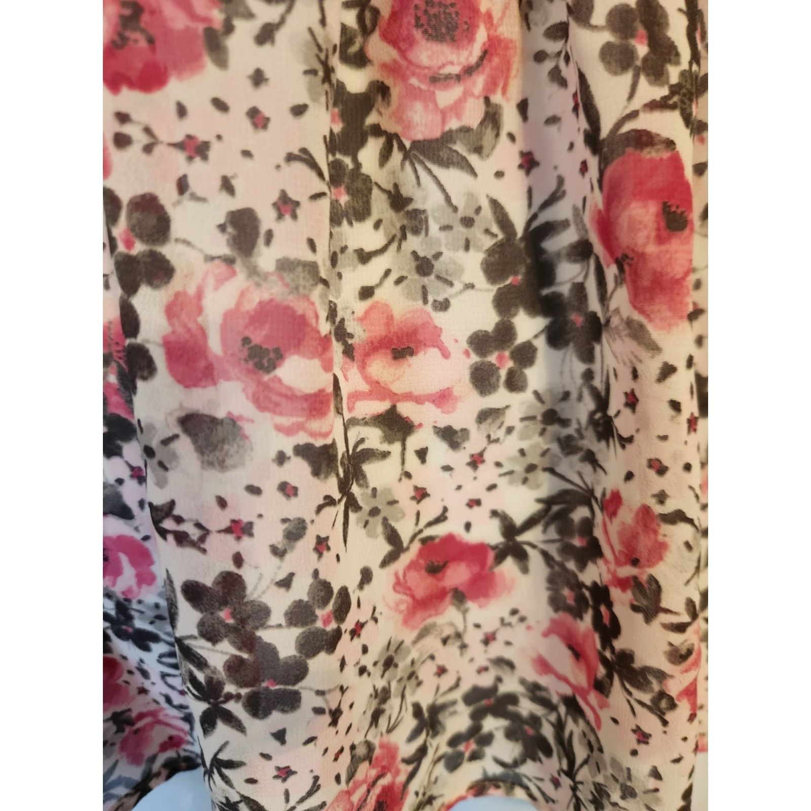 Torrid Torrid Black Rose Pink Floral Smocked Elastic Waist Ruffle Top 0X Size XL / US 12-14 / IT 48-50 - 5 Thumbnail