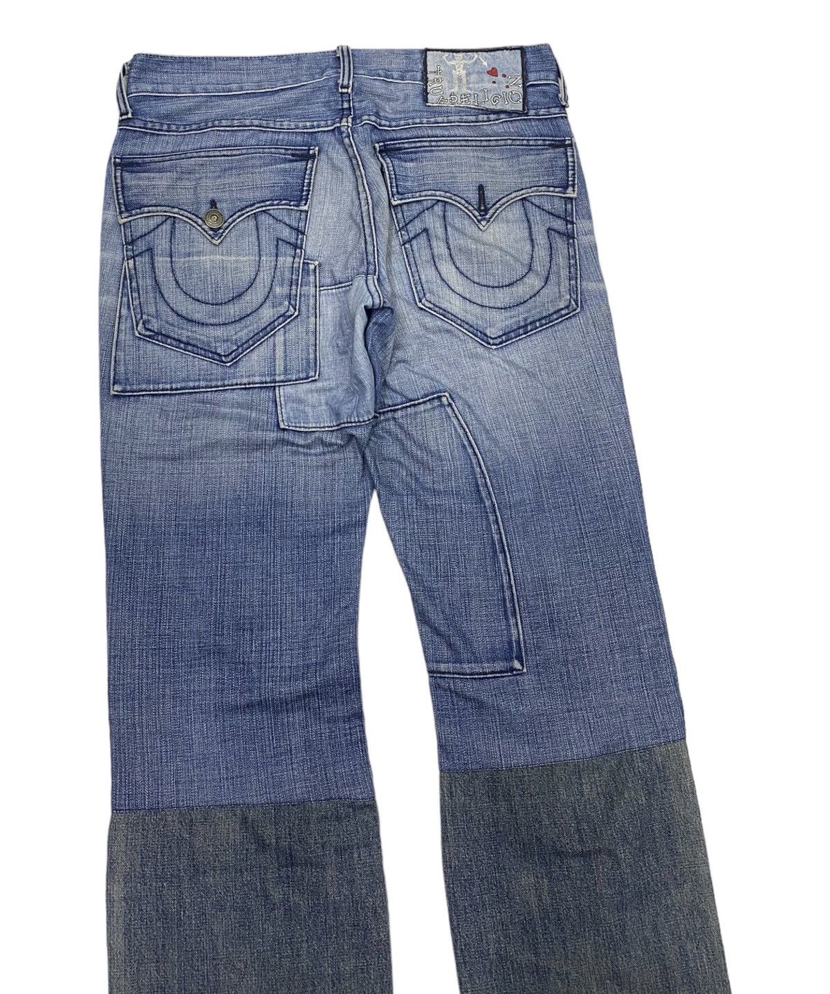 True Religion GRAIL🔥TRUE RELIGION PATCHWORK DISTRESSED DENIM JEANS Size US 34 / EU 50 - 4 Thumbnail