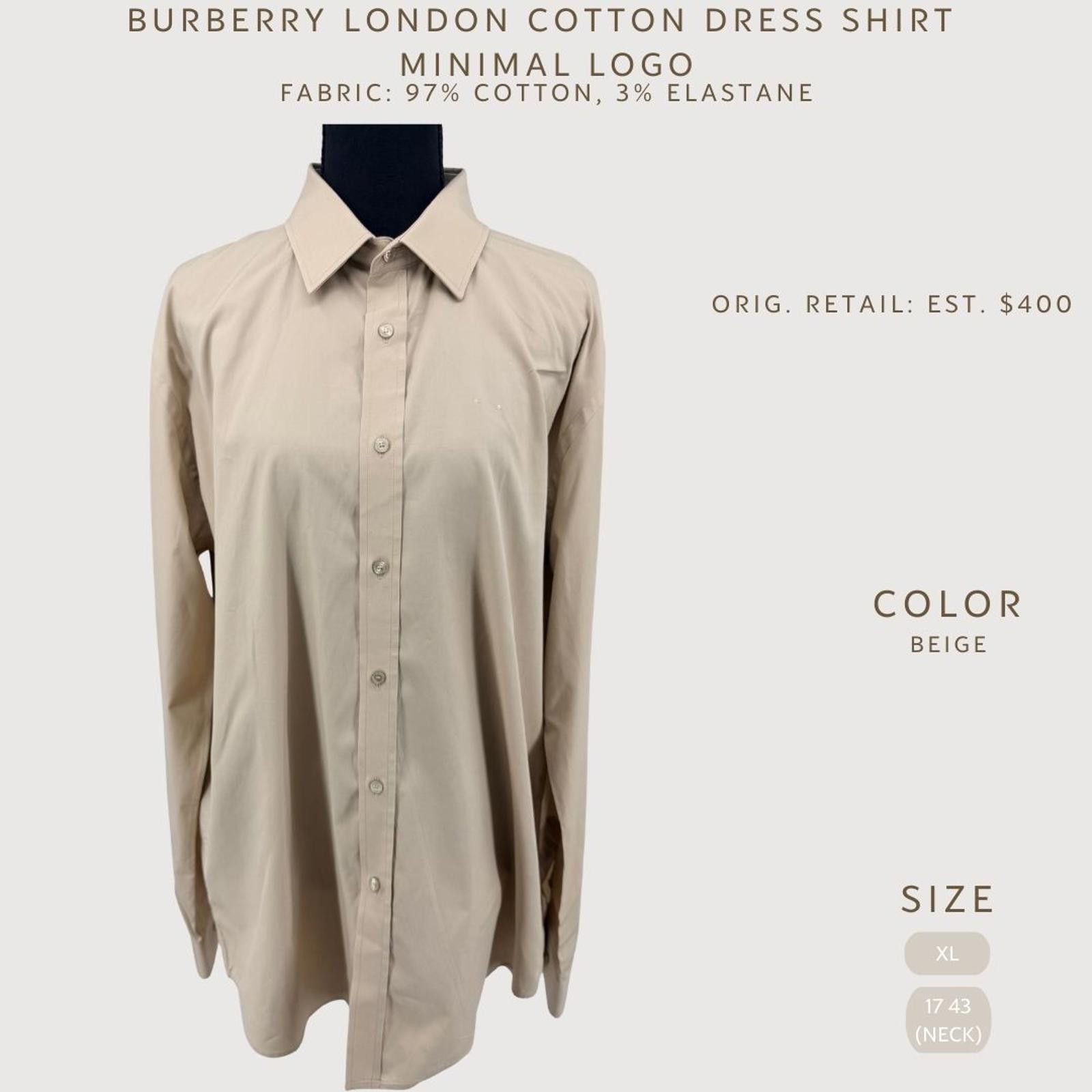 Other Burberry London Beige Cotton Dress Shirt Minimal Logo Size US XL / EU 56 / 4 - 2 Thumbnail