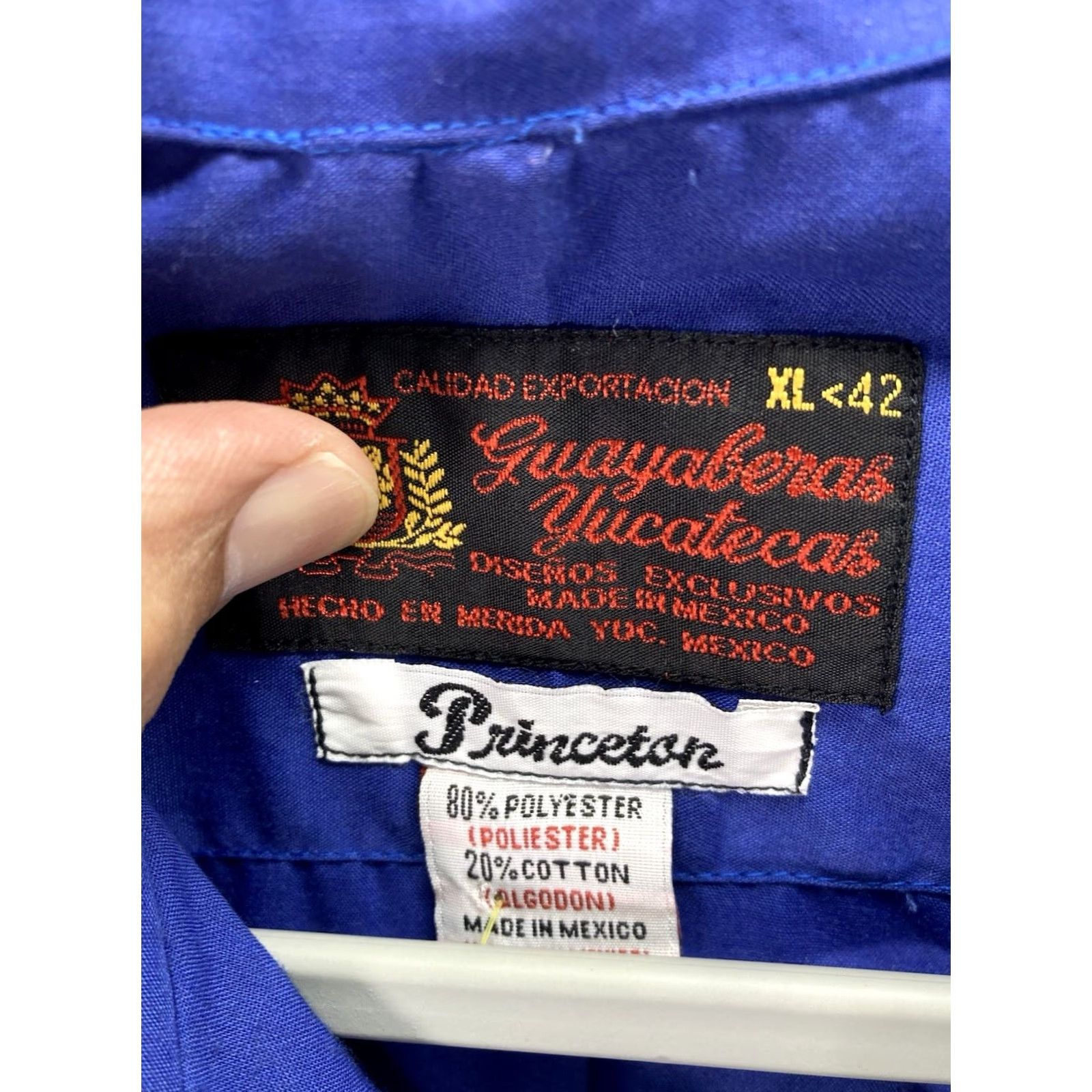 Vintage Princeton Yucatan Guayabera Shirt Men XL Blue Short Sleeve Button-Up Pocket Size US XL / EU 56 / 4 - 6 Thumbnail