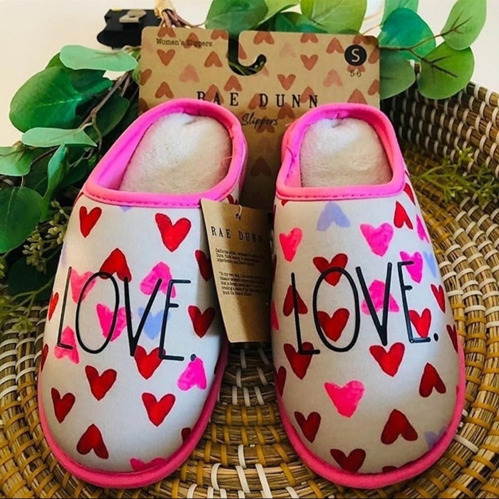 Designer Rae Dunn Love Slippers - Pink and Red Size US 5.5 / EU 38 - 1 Thumbnail
