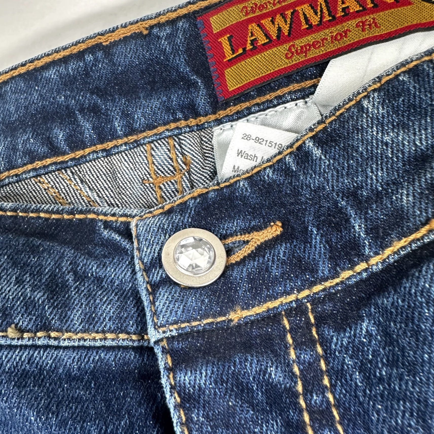 Vintage Lawman Jeans Women Blue Low Rise Slim Fit Stretch Crystal Studded 11 Slim 34in Inseam Denim Western Size 32" / US 10 / IT 46 - 6 Thumbnail