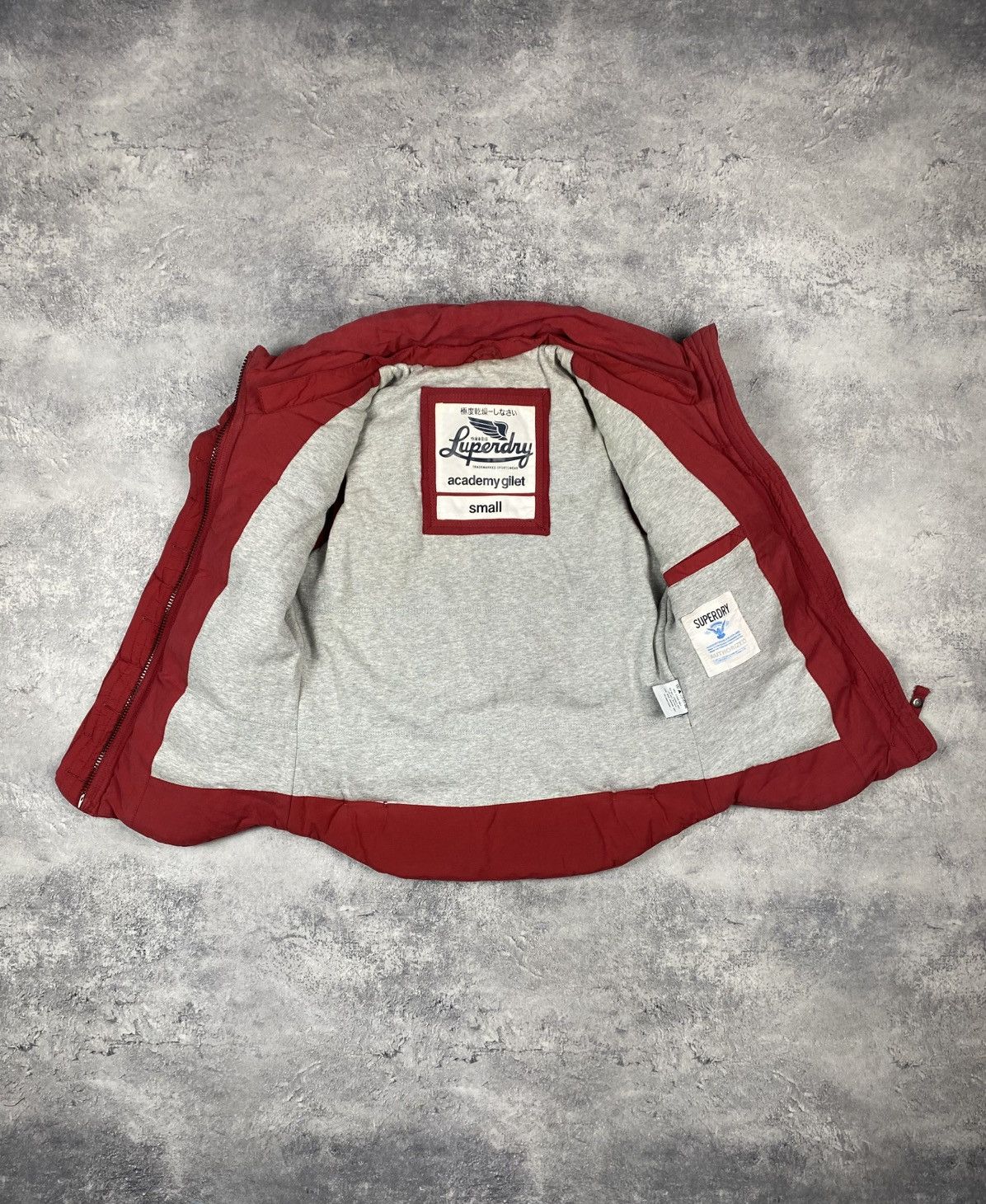 Superdry Superdry Academy Vest Red Cotton Blend Feather Down Gilet Size S / US 4 / IT 40 - 13 Thumbnail