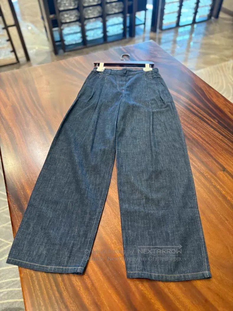Brunello Cucinelli Brunello Cucinelli Women's Denim Wide Leg Pants Size 25" / US 0 / IT 36 - 4 Thumbnail