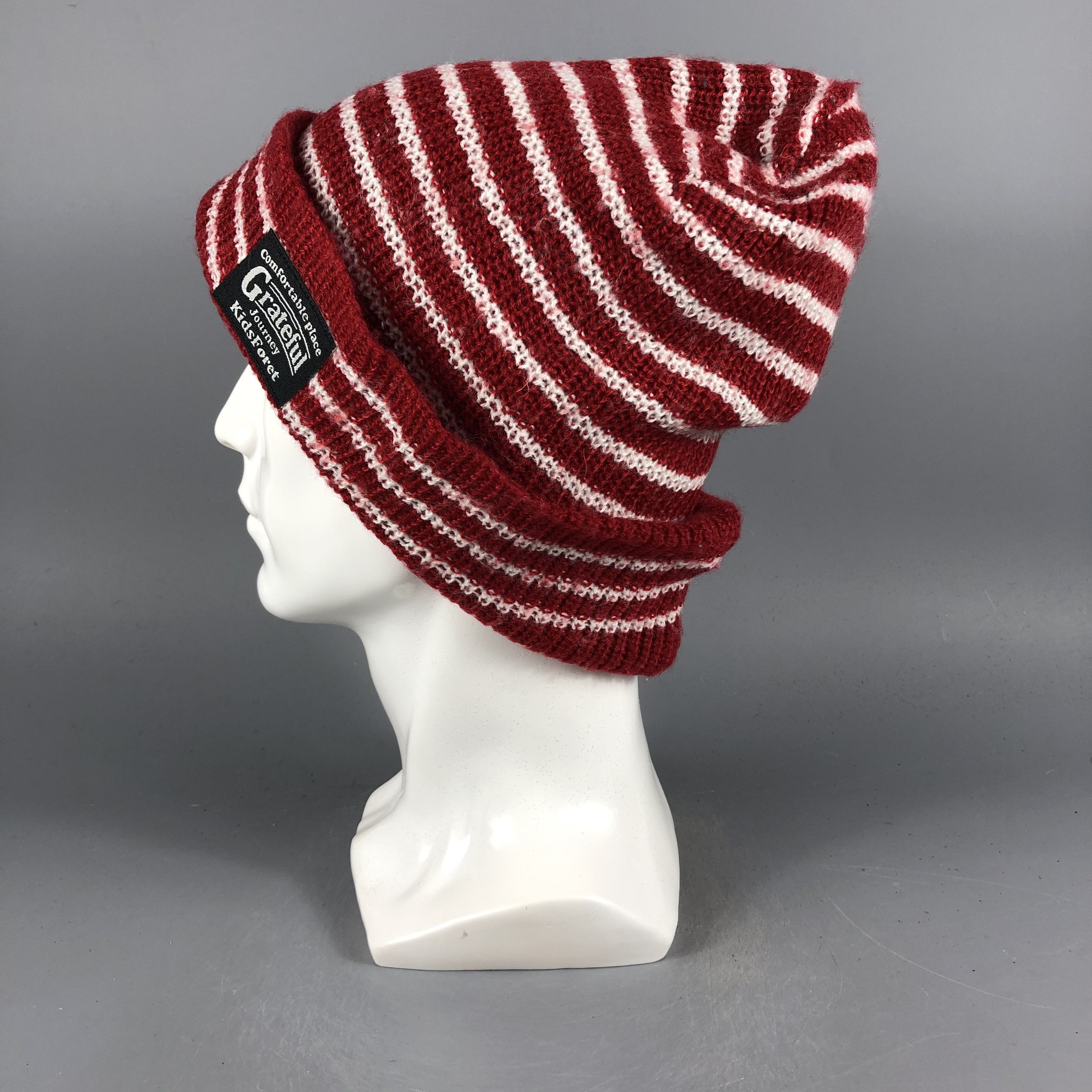 Vintage Kids Grateful Journey Stripe Beanie Snow Hat Snow Cap -D930 Size ONE SIZE - 1 Thumbnail