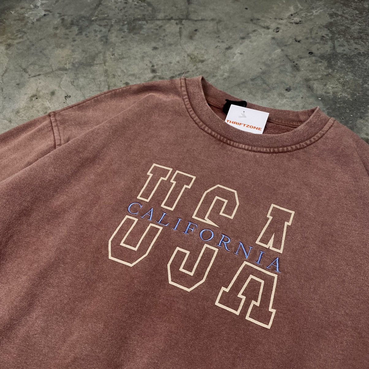 Vintage y2k USA California Washed Brown Boxy Crewneck Size US M / EU 48-50 / 2 - 2 Thumbnail