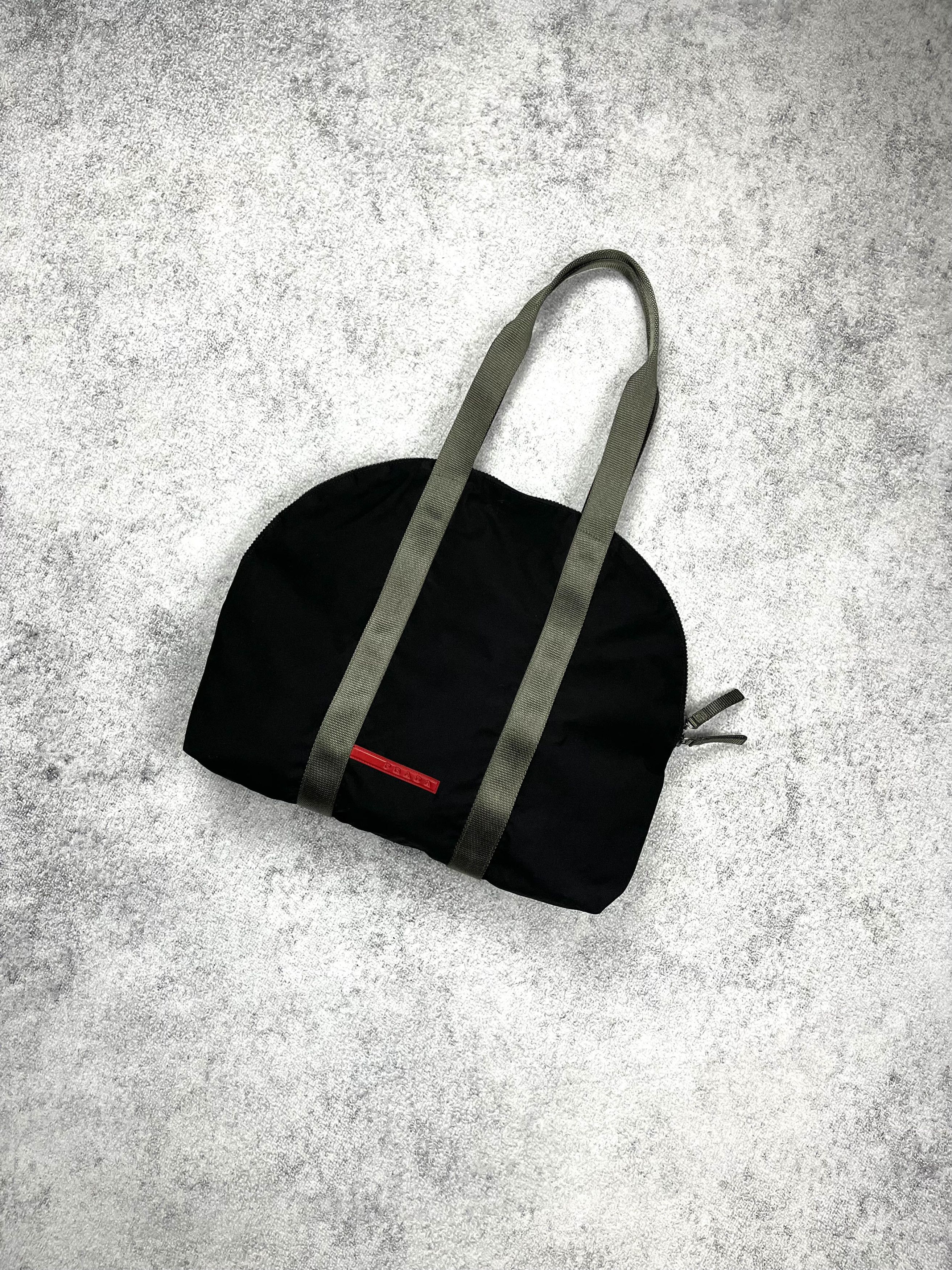image of Prada Red Tab Nylon Handless Bag in Black, Men's