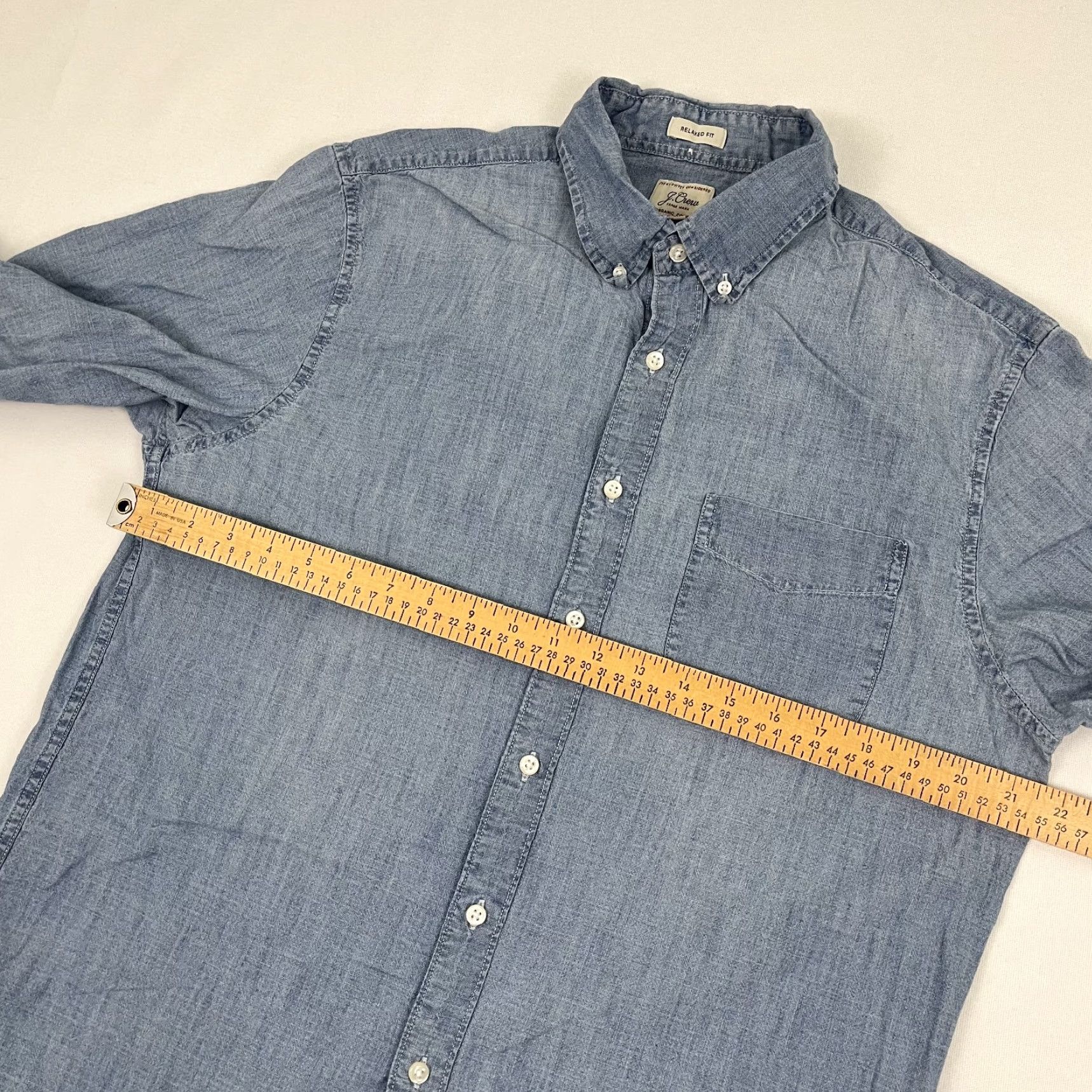 J.Crew J.CREW Shirt Mens M Blue Cotton Button-Up Solid Breathable Easy Care Pockets Business Casual Formal Travel Workwear Classic Outdoor Size US M / EU 48-50 / 2 - 4 Thumbnail