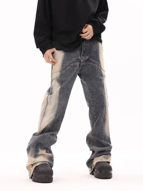 Japanese Brand × Jean Street hip-hop grunge color stitching micro-flare jeans Size US 32 / EU 48 - 2 Thumbnail