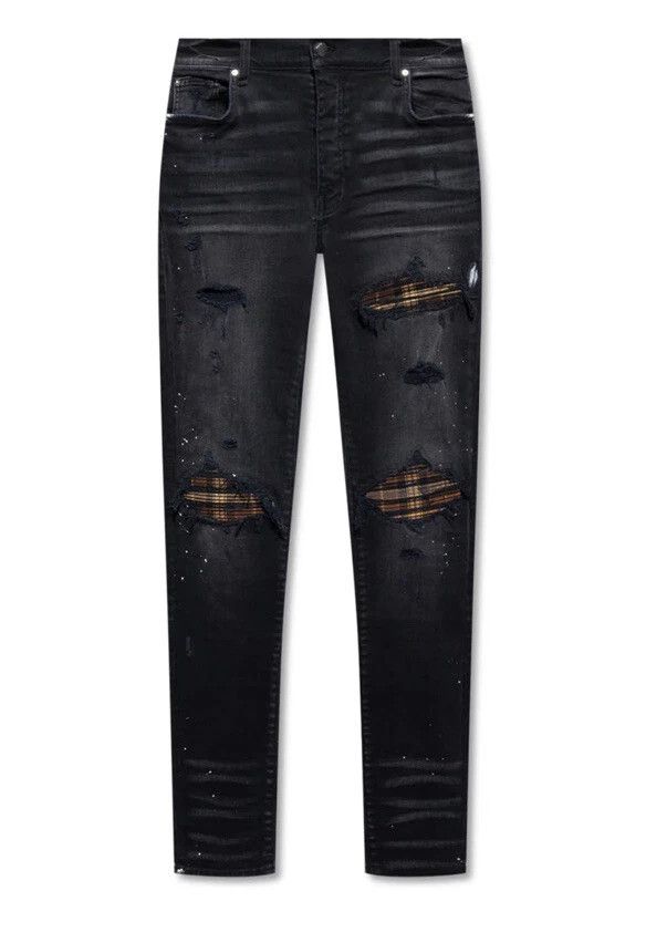 Amiri Amiri MX1 "Brown Plaid" Patch Blue Jeans Size US 33 - 1 Preview