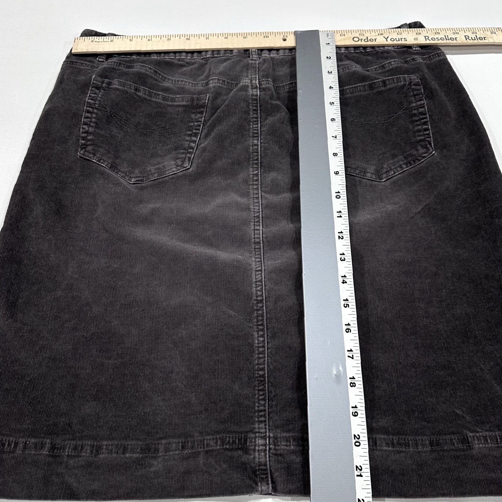 J. Jill J Jill Skirt Womens 16 Gray Corduroy Cotton Blend Stretch Y2K Preppy Minimalist Shirt? Size 38" / US 16 / IT 52 - 5 Thumbnail