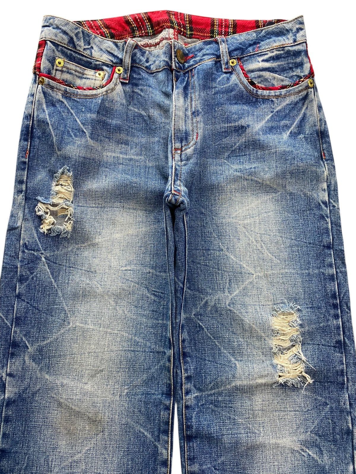 Japanese Brand Japanese Brand Faded Blue Wash Honey Comb Style Straight Leg Size US 30 / EU 46 - 2 Thumbnail