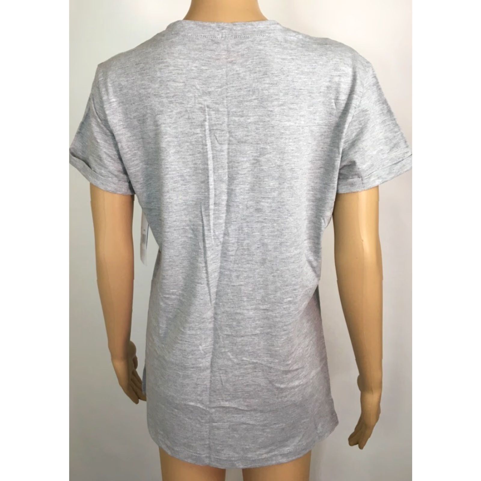 Vintage Live Breathe Fight Womens T-Shirt Gray Heathered Lips Stronger Together M Womens V Neck Casual Graphic Lips Pink Accent Size M / US 6-8 / IT 42-44 - 3 Thumbnail