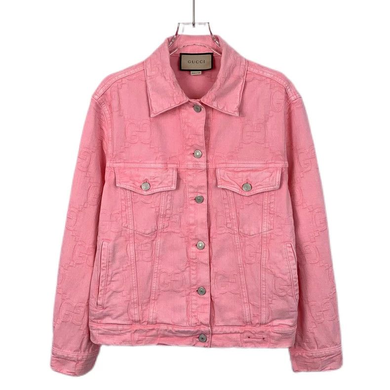 Gucci Gucci Size 36 Pink logo jacquad full printed cotton lapel Size US XXS / EU 40 - 1 Thumbnail