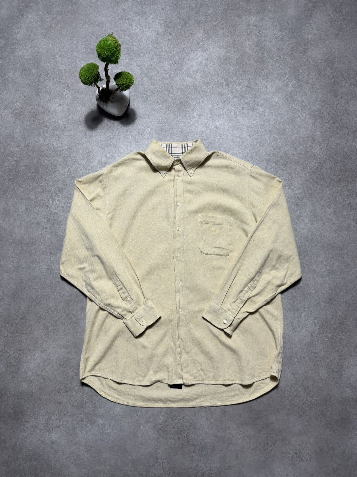 Burberry × Vintage Burberry Shirt Beige Vintage 90s Oversize Fit Elegance Size US L / EU 52-54 / 3 - 1 Thumbnail