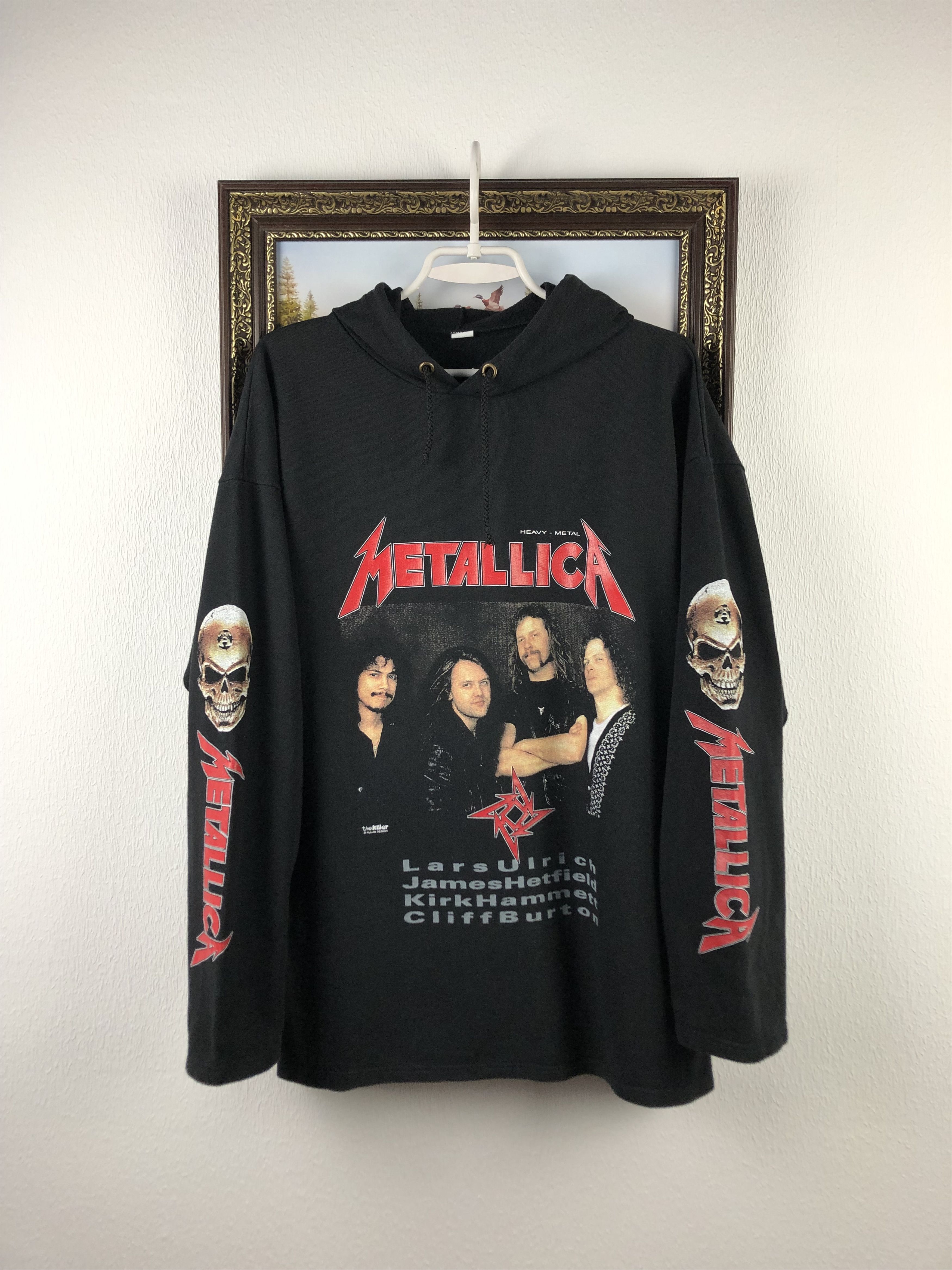 Vintage 90's Metallica Hoodie Over Print Band Black Kill