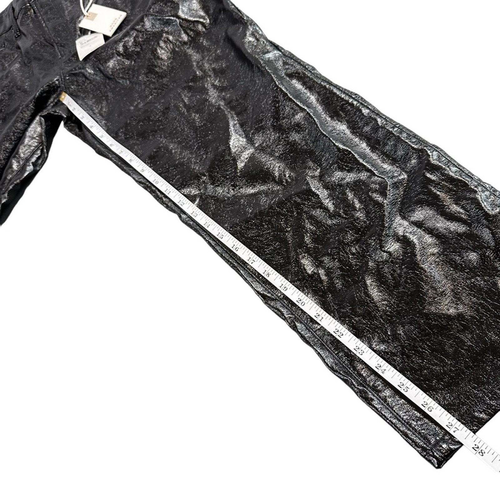 Good American Good American Women's Textured Vinyl Straight Leg Pants Size 29" - 6 Thumbnail